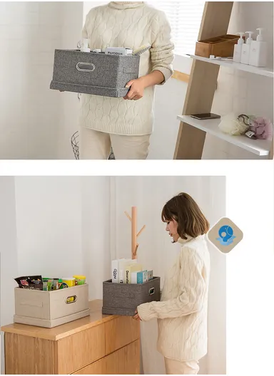 Household Storage Bag Metal Buckle Pouch Suitable For Various Scenarios Dustproof (L37 x W27 x H26)cm- Beige