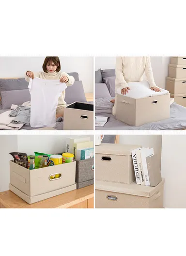 Household Storage Bag Metal Buckle Pouch Suitable For Various Scenarios Dustproof (L37 x W27 x H26)cm- Beige