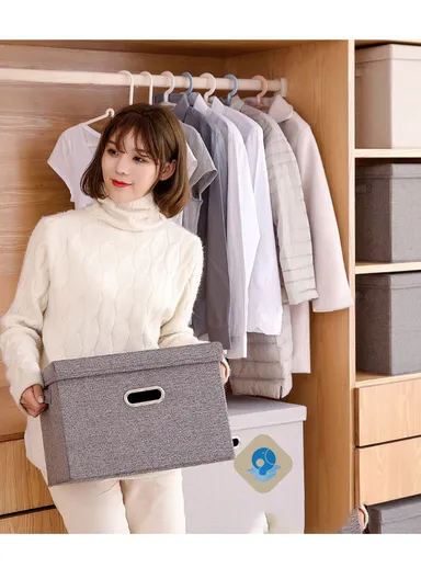 Household Storage Bag Metal Buckle Pouch Suitable For Various Scenarios Dustproof (L37 x W27 x H26)cm- Beige
