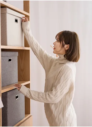 Dustproof Household Storage Bag with Metal Buckle Pouch Suitable For Various Scenarios (L44 x W29 x H30)cm - Grey / L