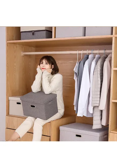 Dustproof Household Storage Bag with Metal Buckle Pouch Suitable For Various Scenarios (L44 x W29 x H30)cm - Grey / L