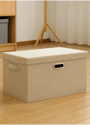 Household Storage Bag Metal Buckle Pouch Suitable For Various Scenarios Dustproof (L50 x W35 x H31)cm- Beige