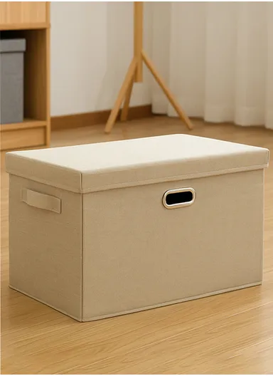 Household Storage Bag Metal Buckle Pouch Suitable For Various Scenarios Dustproof (L58 x W40 x H35)cm- Beige