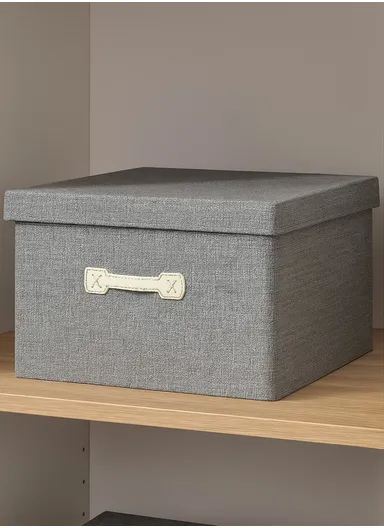 45L Household Storage Bag, Non-woven Dustproof  Fabric Pouch with Leather Handle (L45 x W35 x H25)cm - Grey