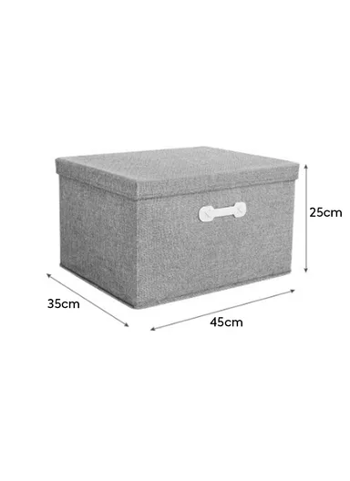 45L Household Storage Bag, Non-woven Dustproof  Fabric Pouch with Leather Handle (L45 x W35 x H25)cm - Grey