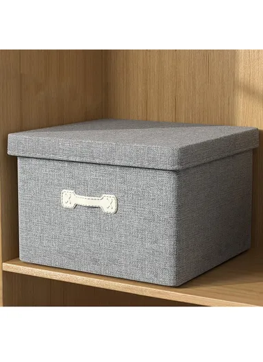 45L Household Storage Bag, Non-woven Dustproof  Fabric Pouch with Leather Handle (L45 x W35 x H25)cm - Grey