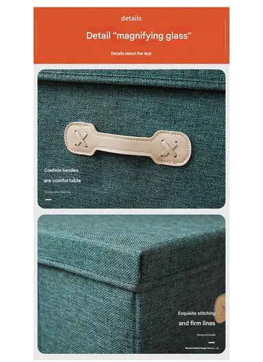 45L Household Storage Bag, Non-woven Dustproof  Fabric Pouch with Leather Handle (L45 x W35 x H25)cm - Grey