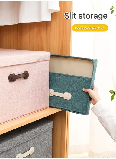 45L Household Storage Bag, Non-woven Dustproof  Fabric Pouch with Leather Handle (L45 x W35 x H25)cm - Grey