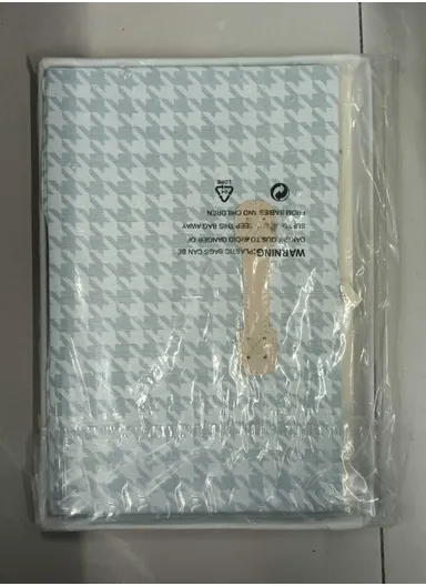 Foldable Storage Box with Lid, Houndstooth Pattern Fabric Organizer with Side Handles (L46 x W30 x H30)cm –  Blue