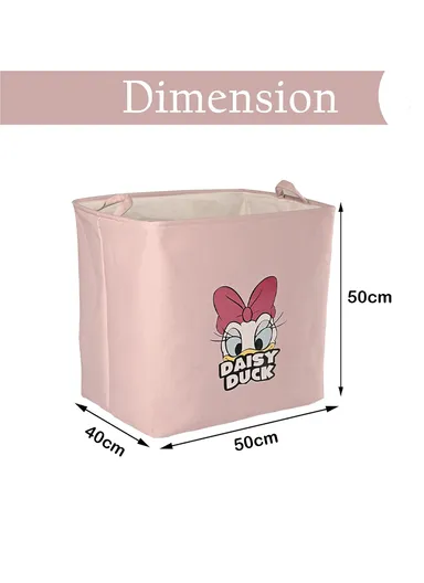Foldable Daisy Duck Storage Box Large Pink Organizer Basket with Handles for Toys, Clothes &amp; Laundry (W50 x D40 x H50)cm - Pink