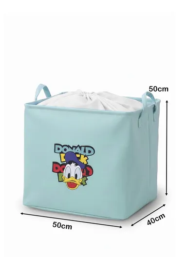 Foldable Donald Duck Storage Box Large Pink Organizer Basket with Handles for Toys, Clothes &amp; Laundry (W50 x D40 x H50)cm - Blue