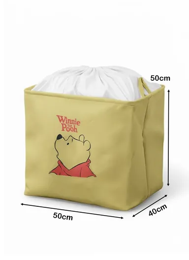 Foldable Winnie the Pooh Storage Box Large Pink Organizer Basket with Handles for Toys, Clothes &amp; Laundry (W50 x D40 x H50)cm - Mustard
