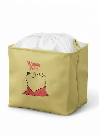 Foldable Winnie the Pooh Storage Box Large Pink Organizer Basket with Handles for Toys, Clothes &amp; Laundry (W50 x D40 x H50)cm - Mustard