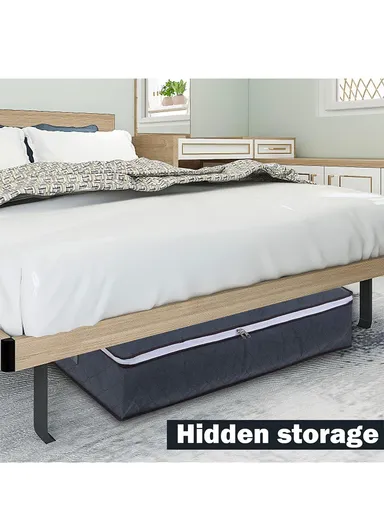 Foldable Under Bed Storage Bags With Handles, Zipper &amp; Transparent Window – Grey