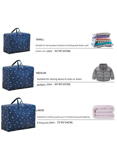Foldable Large Capacity Clothing Storage Bag, Multi-Purpose Luggage Bag (L52 x W20 x H35)cm - Navy / Small