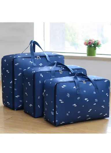 Foldable Large Capacity Clothing Storage Bag, Multi-Purpose Luggage Bag (L52 x W20 x H35)cm - Navy / Small