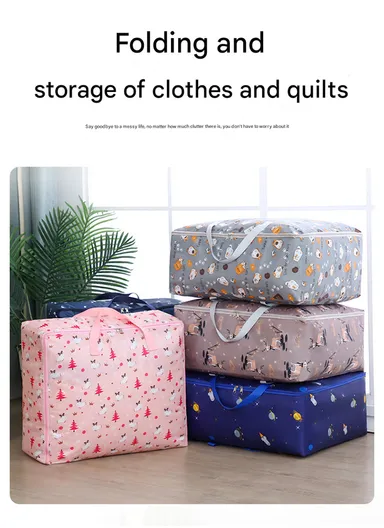 Foldable Large Capacity Clothing Storage Bag, Multi-Purpose Luggage Bag (L52 x W20 x H35)cm - Navy / Small