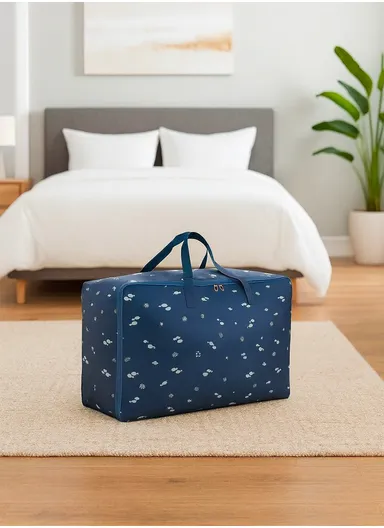 Foldable Large Capacity Clothing Storage Bag, Multi-Purpose Luggage Bag (L52 x W20 x H35)cm - Navy / Small