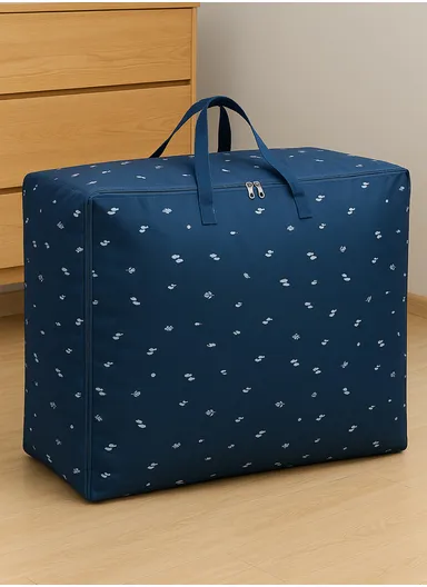 Foldable Large Capacity Clothing Storage Bag, Multi-Purpose Luggage Bag (L60 x W23 x H40)cm - Navy / Medium