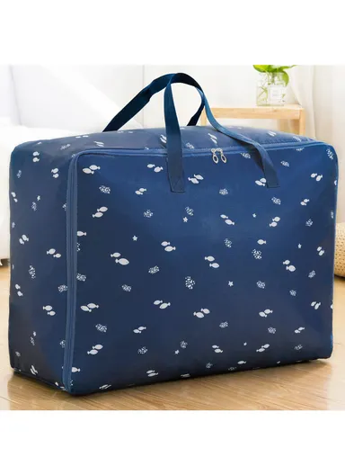 Foldable Large Capacity Clothing Storage Bag, Multi-Purpose Luggage Bag (L60 x W23 x H40)cm - Navy / Medium