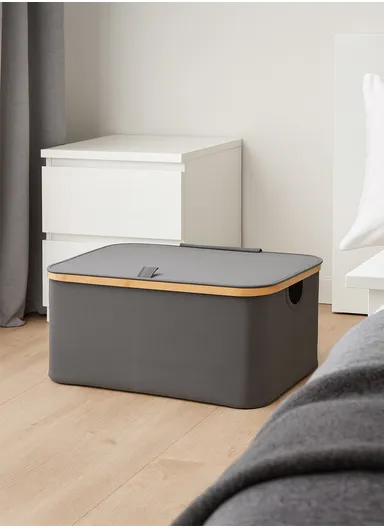 Single Layer Foldable Oxford Cloth Laundry Basket (L45 x W35 x H25)cm - Grey