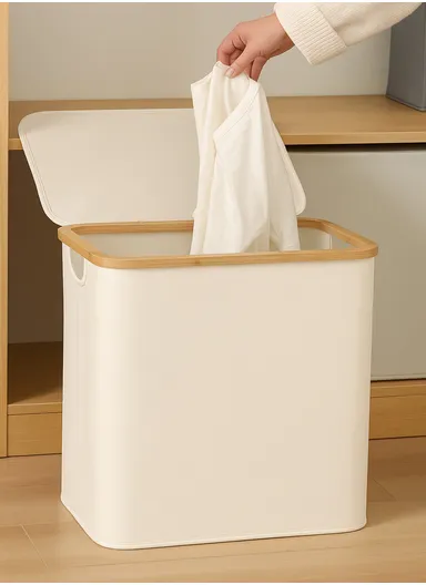 Single Layer Foldable Oxford Cloth Laundry Basket (L41 x W33 x H45)cm - Beige