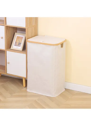 86L Single Layer Foldable Mesh Laundry Basket (L41 x W33 x H65)cm - Beige