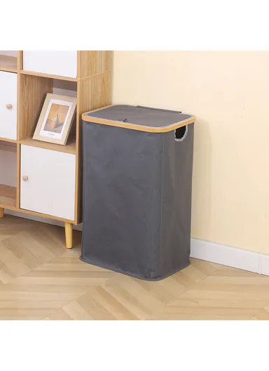 86L Single Layer Foldable Mesh Laundry Basket (L41 x W33 x H65)cm - Grey