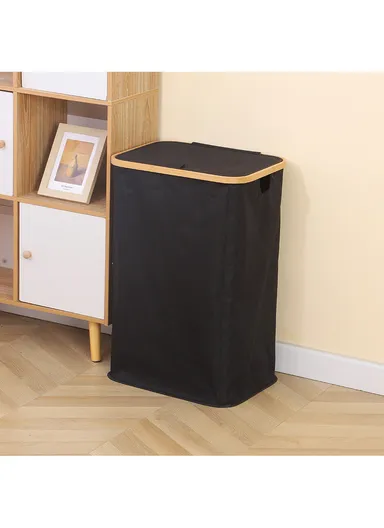 86L Single Layer Foldable Mesh Laundry Basket (L41 x W33 x H65)cm - Black