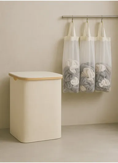 140L Single Layer Foldable Oxford Cloth Laundry Basket (L57 x W37 x H67)cm - Beige