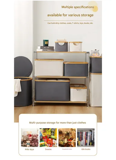 140L Single Layer Foldable Oxford Cloth Laundry Basket (L57 x W37 x H67)cm - Beige