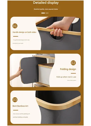 140L Single Layer Foldable Oxford Cloth Laundry Basket (L57 x W37 x H67)cm - Beige