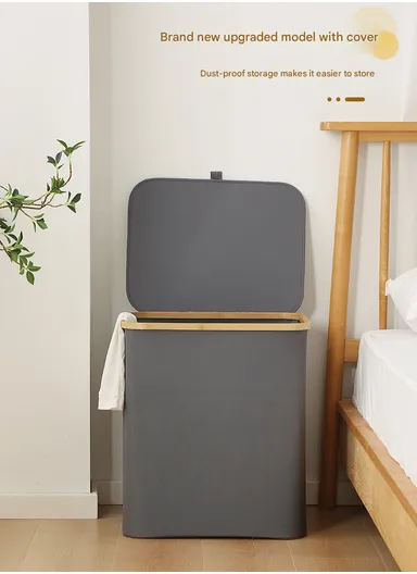 140L Single Layer Foldable Oxford Cloth Laundry Basket (L57 x W37 x H67)cm - Grey