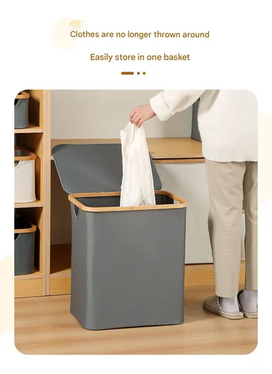 140L Single Layer Foldable Oxford Cloth Laundry Basket (L57 x W37 x H67)cm - Grey