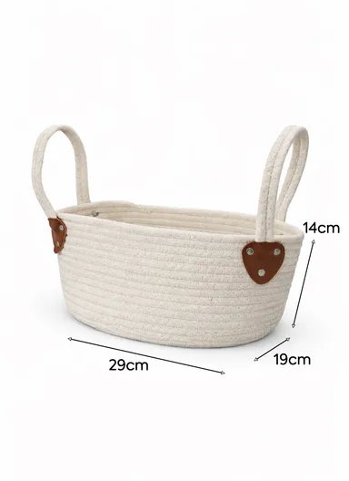 Cotton Rope Organizer Basket with Sturdy Handles (L29 × W19 × H14) cm – White
