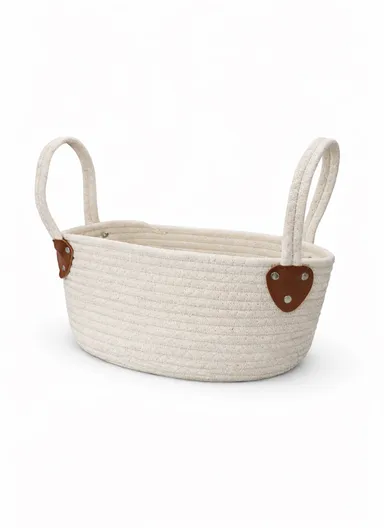 Cotton Rope Organizer Basket with Sturdy Handles (L29 × W19 × H14) cm – White