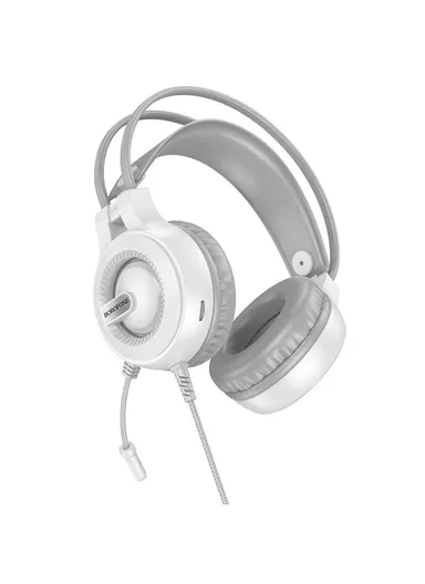 Gaming Headphones, Dual Plug Support, 50mm Speaker &amp; ABS Build BO111 - White