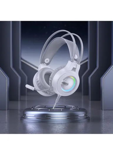 Gaming Headphones, Dual Plug Support, 50mm Speaker &amp; ABS Build BO111 - White