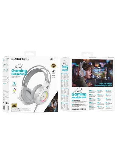 Gaming Headphones, Dual Plug Support, 50mm Speaker &amp; ABS Build BO111 - White
