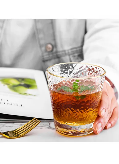 250ml 6-Pcs Gold Round Rim Beverages Glass Cup Set