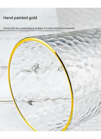 250ml 6-Pcs Gold Round Rim Beverages Glass Cup Set