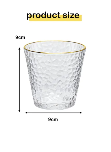 250ml 6-Pcs Gold Round Rim Beverages Glass Cup Set