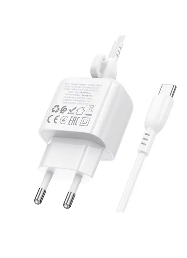 18W USB-A Wall Charger, Fast Charging with EU Plug &amp; 1 m Cable BAS42A - Type-C