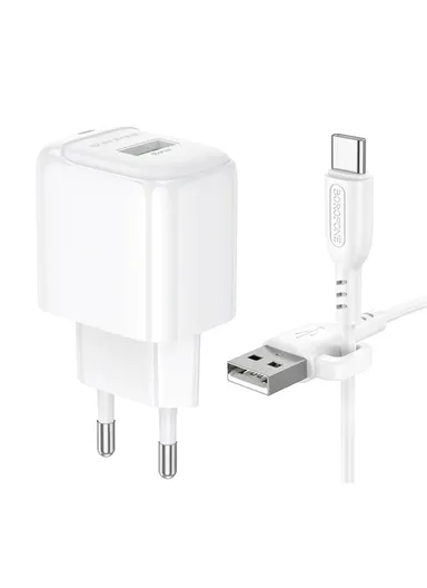 18W USB-A Wall Charger, Fast Charging with EU Plug &amp; 1 m Cable BAS42A - Type-C