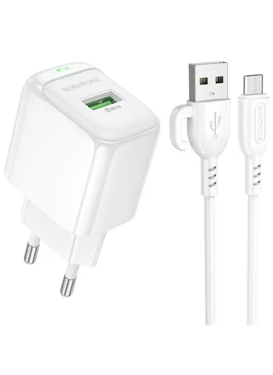 18W USB-A Wall Charger, Fast Charging with EU Plug &amp; 1 m Cable BAS42A - Micro