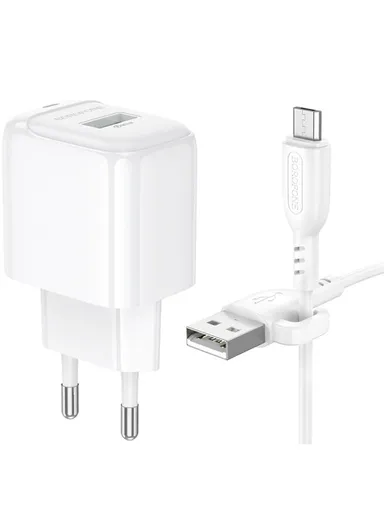18W USB-A Wall Charger, Fast Charging with EU Plug &amp; 1 m Cable BAS42A - Micro