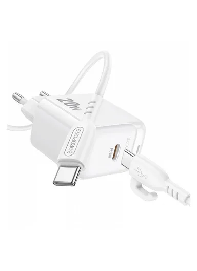 20W USB-C Fast Charger, EU Plug &amp; 1m Type-C Cable BAS43 - White