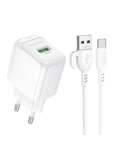 20W USB-C Fast Charger, EU Plug &amp; 1m Type-C Cable BAS43 - White