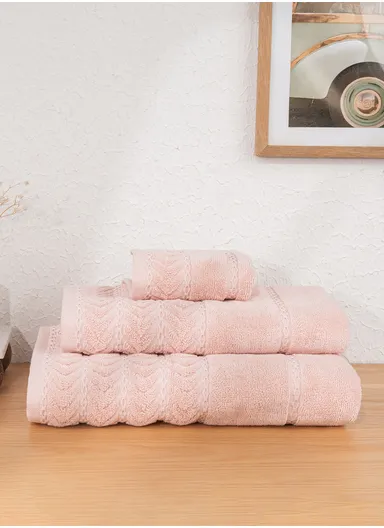 3 Pieces Blush Luxe 600 GSM Luxury Turkish Cotton Towel Set - Light Pink