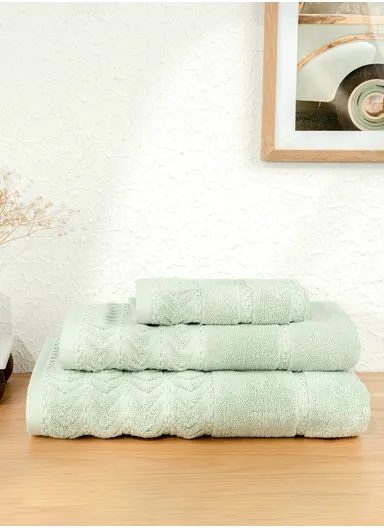 3 Pieces Elegance 600 GSM Luxury Turkish Cotton Towel Set - Mint